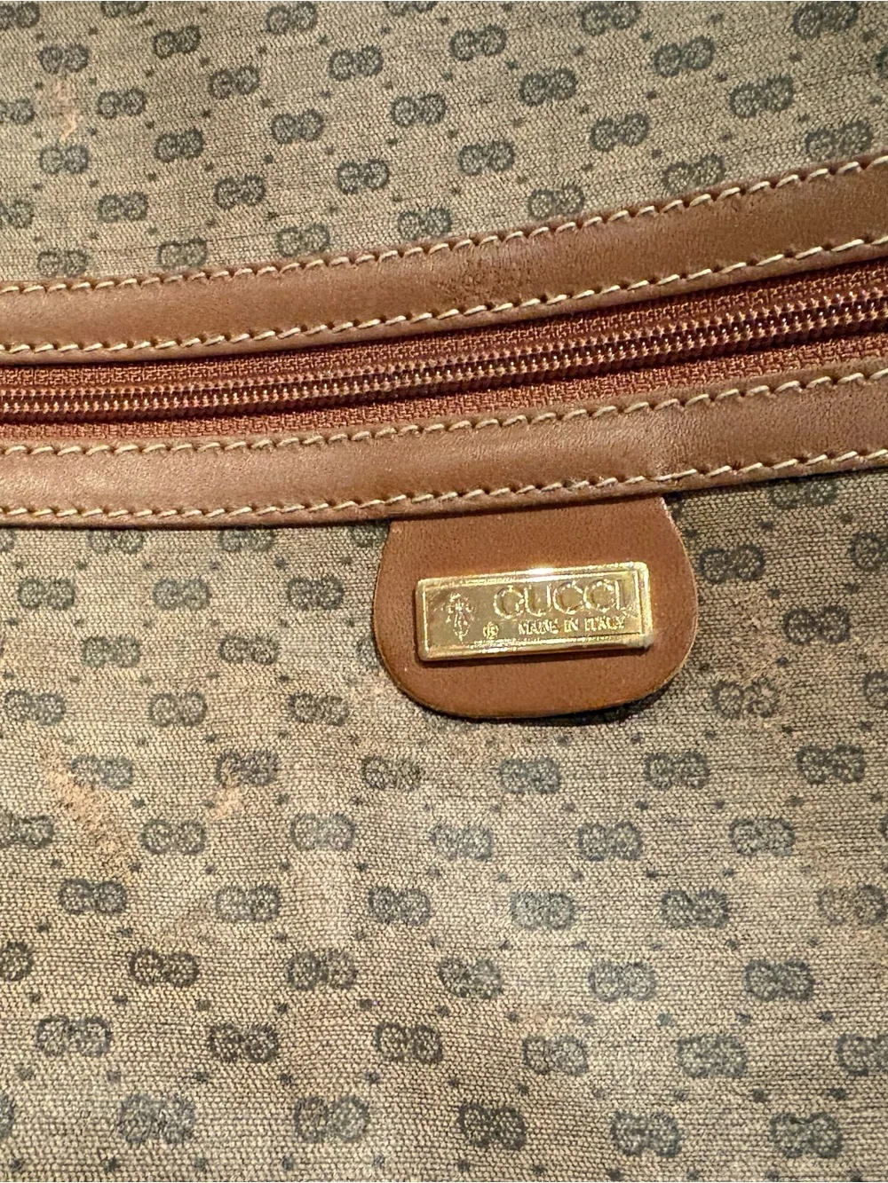 Gucci Black Suede and Brown Leather Duffel Bag Vintage Preowned